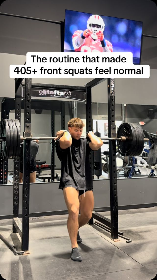 CJ Fazio under the bar in the gym
